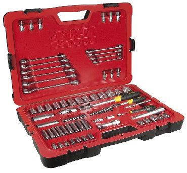 Zestaw mechaniczny Stanley Klucze pasko-oczkowe bity nasadki FatMax 1/2 1/4 cala - 84 cz.