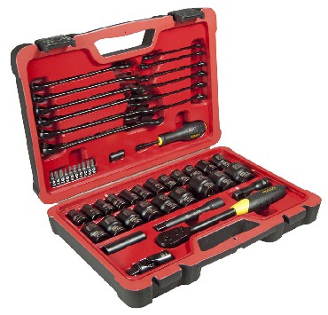 Zestaw mechaniczny Stanley Klucze pasko-oczkowe bity nasadki FatMax 1/2 cala - 50 cz. czarne