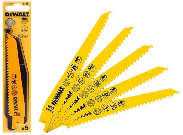 Brzeszczot DeWalt BIM Drewno z gwodziami PVC Long Life 152/3.6-5.1 mm - 5 sztuk