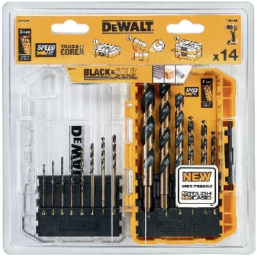 Zestaw wierte do metalu DeWalt ToughCase+ /TSTAK - wierta do metalu BLACK&GOLD 1-8mm - 14 sztuk