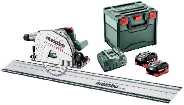 Akumulatorowa pilarka tarczowa rczna Metabo KT 18 LTX 66 BL + FS 160 - 2 akumulatory LiHD 18V/8.0Ah + metaBOX
