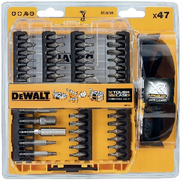 Zestaw bitw DeWalt ToughCase+ /TSTAK - bity i adaptery - 47 sztuk + okulary ochronne