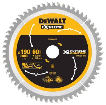 Pia tarczowa DeWalt Tarcza do drewna XR EXTREME RUNTIME 190x30mm 60T