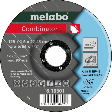 Tarcza cierna Metabo 125x1.9x22.23 Combinator cierno-tnca INOX