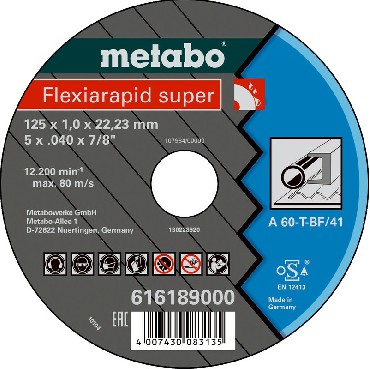 Tarcza tnca Metabo Flexiamant super A 60-T 125x1.0x22.2 STAL