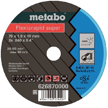 Tarcza tnca Metabo Flexiarapid super A 46-U 76x1.0x10.0 INOX