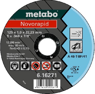 Tarcza tnca Metabo Novorapid A 46-T 125x1.0x22.23 INOX