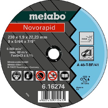 Tarcza tnca Metabo Novorapid A 46-T 230x1.9x22.23 INOX