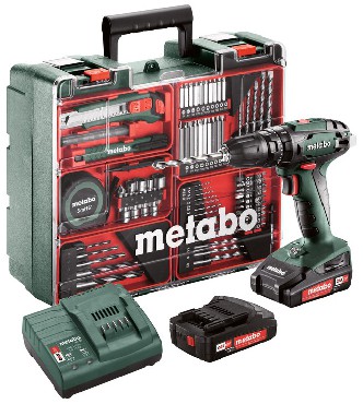 Akumulatorowa wiertarko-wkrtarka udarowa Metabo SB 18 Set Mobilny warsztat + 2 akumulatory Li-Ion 18V/2.0Ah