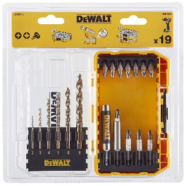 Zestaw mieszany DeWalt ToughCase+ /TSTAK - bity i wierta do metalu - 19 sztuk