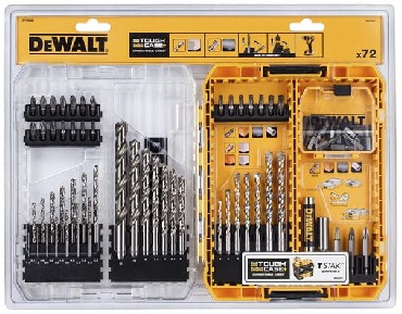 Zestaw mieszany DeWalt ToughCase+ /TSTAK - do wiercenia i wkrcania - 72 sztuki