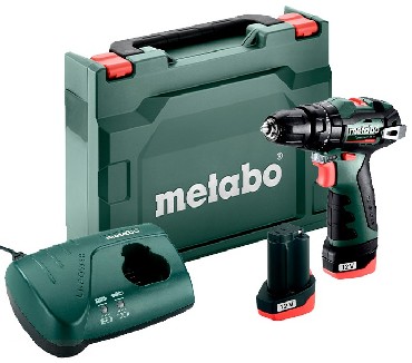 Akumulatorowa wiertarko-wkr�tarka udarowa Metabo PowerMaxx SB BL w walizce + 2 akumulatory Li-Power 12V/2.0Ah