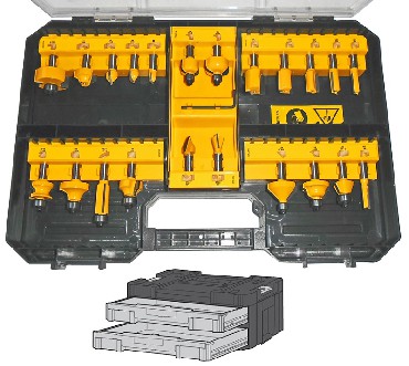 Osprzt do frezarek DeWalt TSTAK Zestaw frezw do drewna (chwyt 8 mm) 22 sztuki