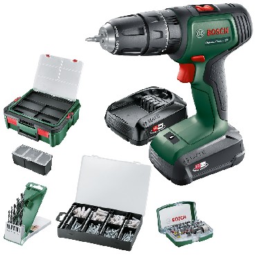 Akumulatorowa wiertarko-wkrtarka udarowa Bosch Universal Impact 18V + 210 akcesoriw - 2 akumulatory 18V/1.5Ah