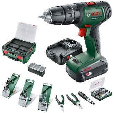 Akumulatorowa wiertarko-wkrtarka udarowa Bosch Universal Impact 18V + akcesoria 46 szt