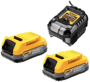 Zestaw startowy DeWalt 2 akumulatory POWERSTACK 18V/1.7Ah + adowarka 2A