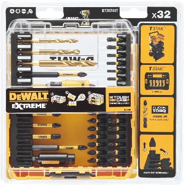 Zestaw mieszany DeWalt ToughCase+ /TSTAK - bity udarowe EXTREME FlexTORQ - 32 sztuki