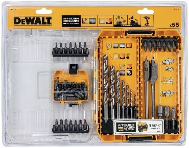 Zestaw mieszany DeWalt ToughCase+ /TSTAK - bity i wierta do metalu i drewna - 55 sztuk