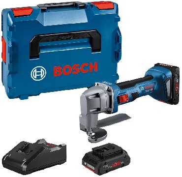 Akumulatorowe noyce do blach Bosch GSC 18V-16 E - 2 akumulatory ProCORE 18V/4.0Ah + L-BOXX