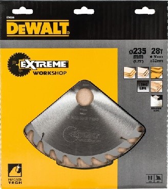 Pia tarczowa DeWalt Tarcza do drewna EXTREME WORKSHOP 235x30 mm 28T