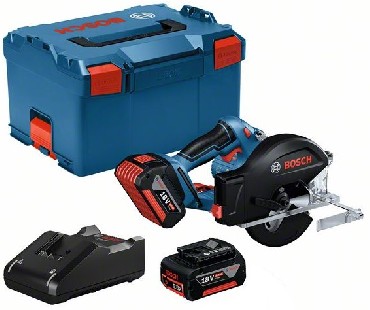 Akumulatorowa pilarka tarczowa rczna Bosch GKM 18V-50 - 2 akumulatory 18V/5.0Ah + L-BOXX
