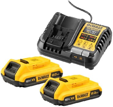 Zestaw startowy DeWalt 2 akumulatory Li-Ion 18V/2.0Ah + adowarka 4A