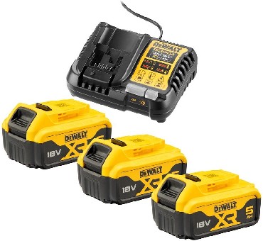 Zestaw startowy DeWalt 3 akumulatory Li-Ion 18V/5.0Ah + adowarka DCB1104 4A