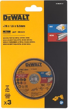 Tarcza tnca DeWalt 76x1.6x9.5 INOX METAL - 3 sztuki