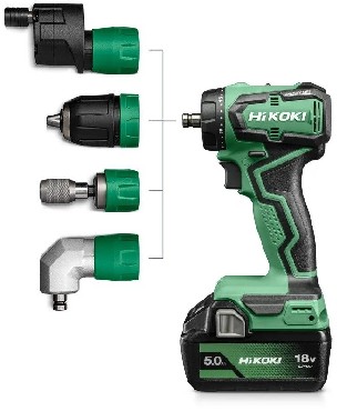 Akumulatorowa wiertarko-wkrtarka HiKOKI (dawniej Hitachi) DS18DDQ WSZ BRUSHLESS - 2 akumulatory 18V/5.0Ah + walizka HSC + 4 przystawki