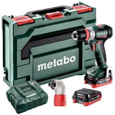 Akumulatorowa wiertarko-wkrtarka Metabo PowerMaxx BS 12 BL Q Pro - 2 akumulatory LiHD 12V/4.0Ah + metaBOX + przystawka ktowa