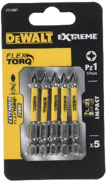 Bit dugi DeWalt Extreme Impact FlexTorq Pz1 57 mm - 5 sztuk