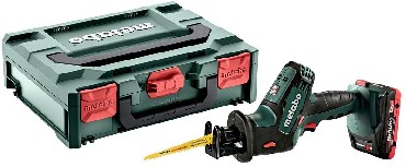 Akumulatorowa pia szablasta Metabo SSE 18 LTX Compact + 2 akumulatory LiHD 18V/4.0Ah + metaBOX