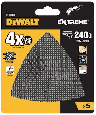 Siatki cierne DeWalt Siatka cierna na rzep EXTREME 93x93 mm G240 - 5 szt.