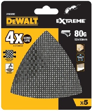 Siatki cierne DeWalt Siatka cierna na rzep EXTREME 93x93 mm G80 - 5 szt.