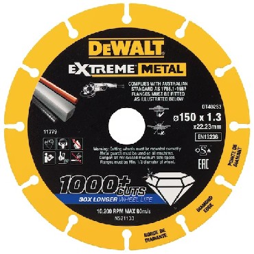 Tarcza cierna DeWalt 150x1.3x22.23 Diamond Edge EXTREME METAL