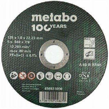 Tarcza tnca Metabo Uniweralna 125x1.0x22.23 mm INOX 100YEARS METABO