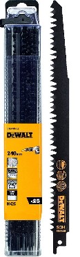 Brzeszczot DeWalt HCS Drewno-PVC 240/5-6.5 mm - 25 sztuk
