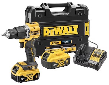 Akumulatorowa wiertarko-wkrtarka udarowa DeWalt DCD100YP2T BRUSHLESS - 2 akumulatory 18V/5.0Ah