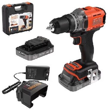 Akumulatorowa wiertarko-wkrtarka Black&Decker BCD382D2XK PowerConnect - 2 akumulatory 18V/2.0Ah