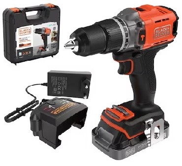 Akumulatorowa wiertarko-wkrtarka udarowa Black&Decker BCD383D1XK PowerConnect - 1 akumulator 18V/2.0Ah