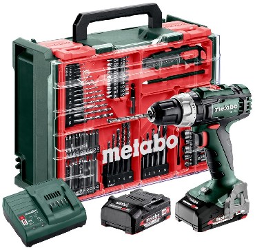 Akumulatorowa wiertarko-wkrtarka udarowa Metabo SB 18 L Set Mobilny warsztat + 2 akumulatory Li-Power 18V/2.0Ah