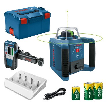 Laser obrotowy Bosch GRL300 HVG + LR1 G - 1 akumulator 9V + 2 akumulatory HR20 1.2V + L-BOXX