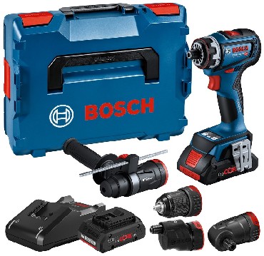 Akumulatorowa wiertarko-wkrtarka Bosch GSR 18V-90 FC + GFA 18-M/GFA 18-H/GFA 18-E/GFA 18-W - 2 akumulatory ProCore 18V/4.0Ah + L-BOXX