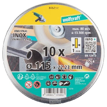 Tarcza tnca Wolfcraft Tarcza korundowa 115x1.0x22.23 INOX - 10 sztuk