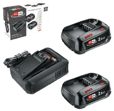 Zestaw startowy Bosch AL 18V-44 adowarka + 2 akumulatory 18V/2.5Ah