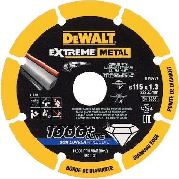 Diamentowa tarcza tnca DeWalt 115x1.3x22.23 Diamond EXTREME METAL