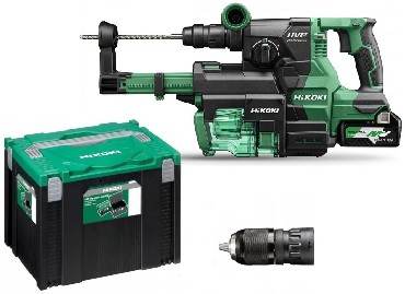 Akumulatorowa moto-wiertarka HiKOKI (dawniej Hitachi) DH3628DC WEZ BRUSHLESS - 2 akumulatory MultiVolt 18-36V/5.0-2.5Ah + walizka HSC + system odpylania