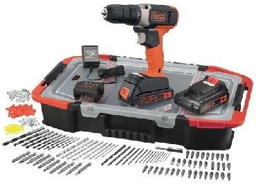 Akumulatorowa wiertarko-wkrtarka Black&Decker BCD001BAST - 2 akumulatory 18V/1.5Ah + organizer + 160 akcesoriw