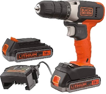 Akumulatorowa wiertarko-wkrtarka Black&Decker BCD001E2K - 2 akumulatory 18V/2.5Ah + walizka