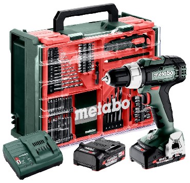 Akumulatorowa wiertarko-wkrtarka Metabo BS 18 L Set - 2 akumulatory Li-Power 18V/2.0Ah + Mobilny warsztat